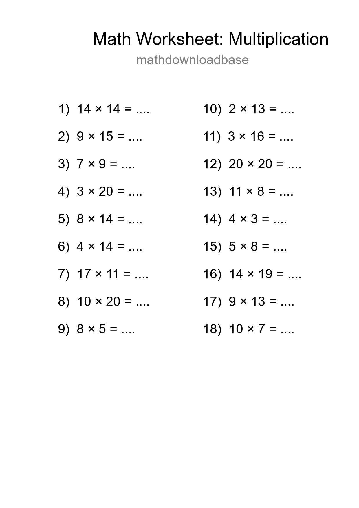 Free 18 Multiplication Math Worksheet For Grade 2 - Part 51