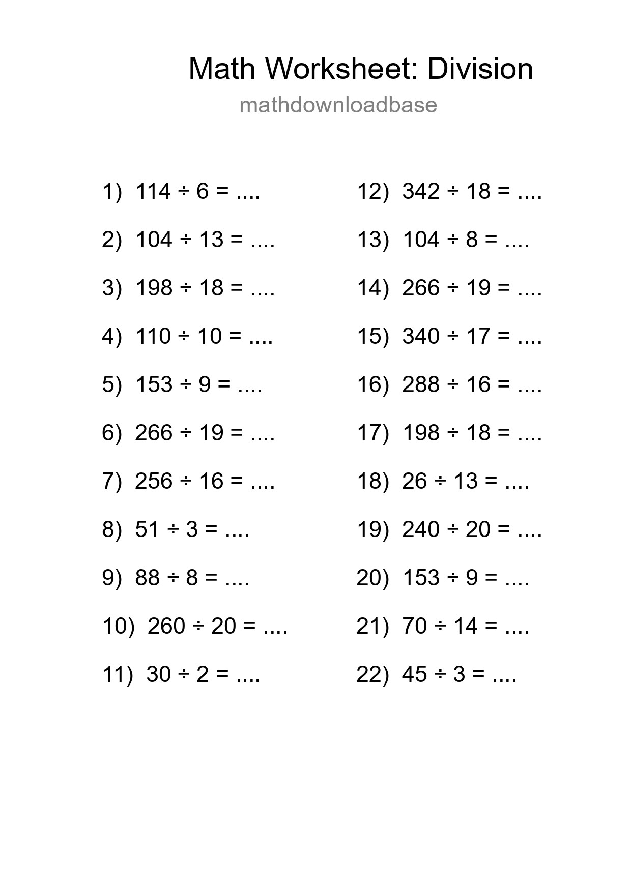 Free 22 Division Math Worksheet For Grade 2 - Part 4