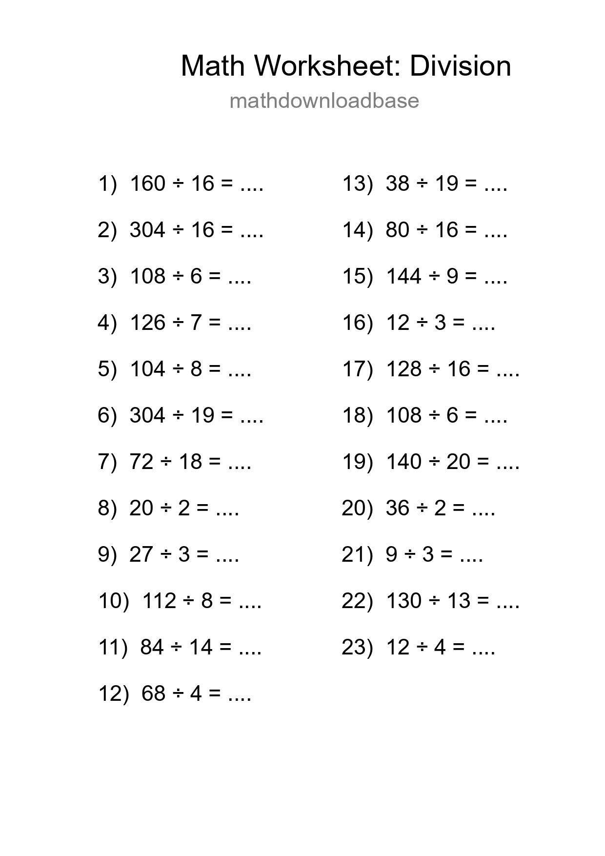 Free 23 Division Math Worksheet For Grade 2 - Part 268