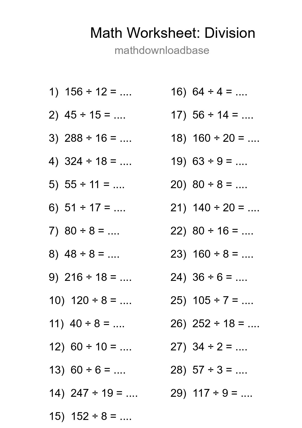 Free 29 Division Math Worksheet For Grade 2 - Part 26