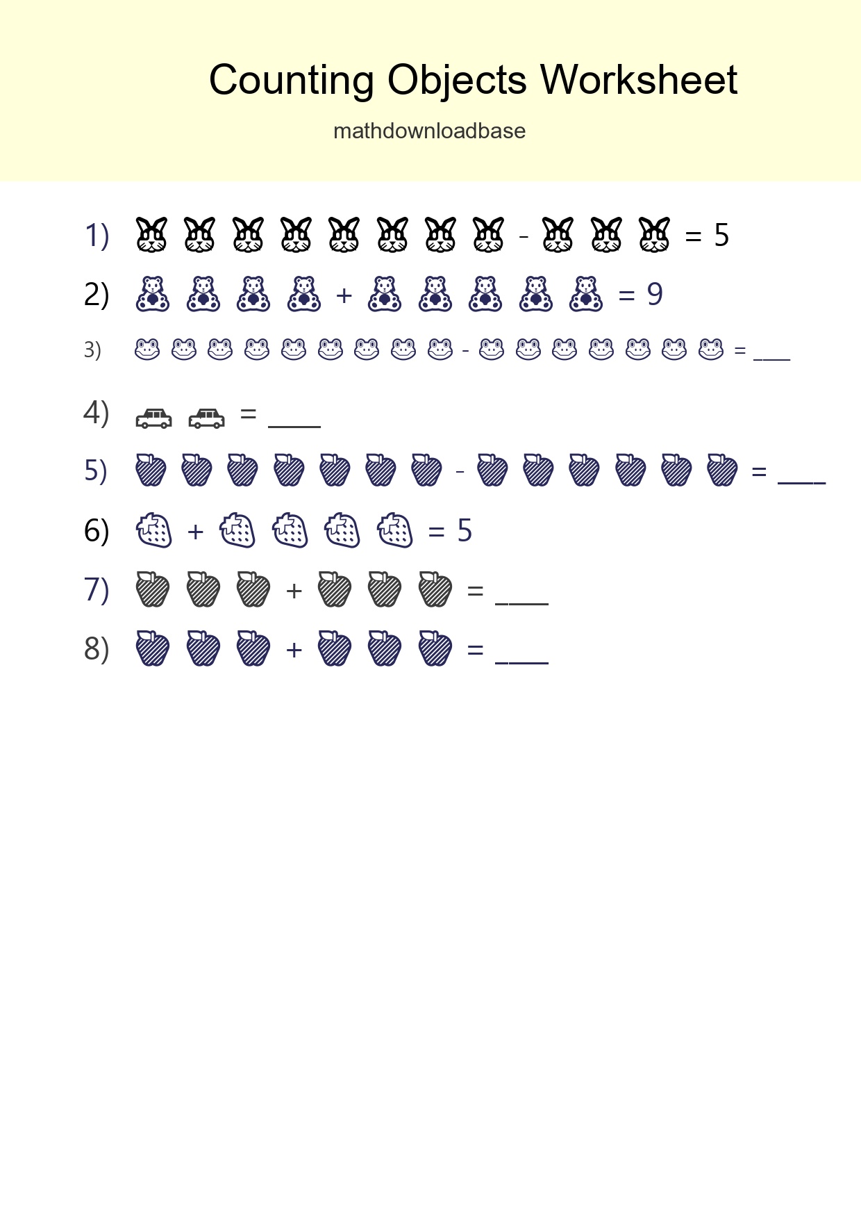 Free Counting Objects Worksheet For Kindergarten - Part 102