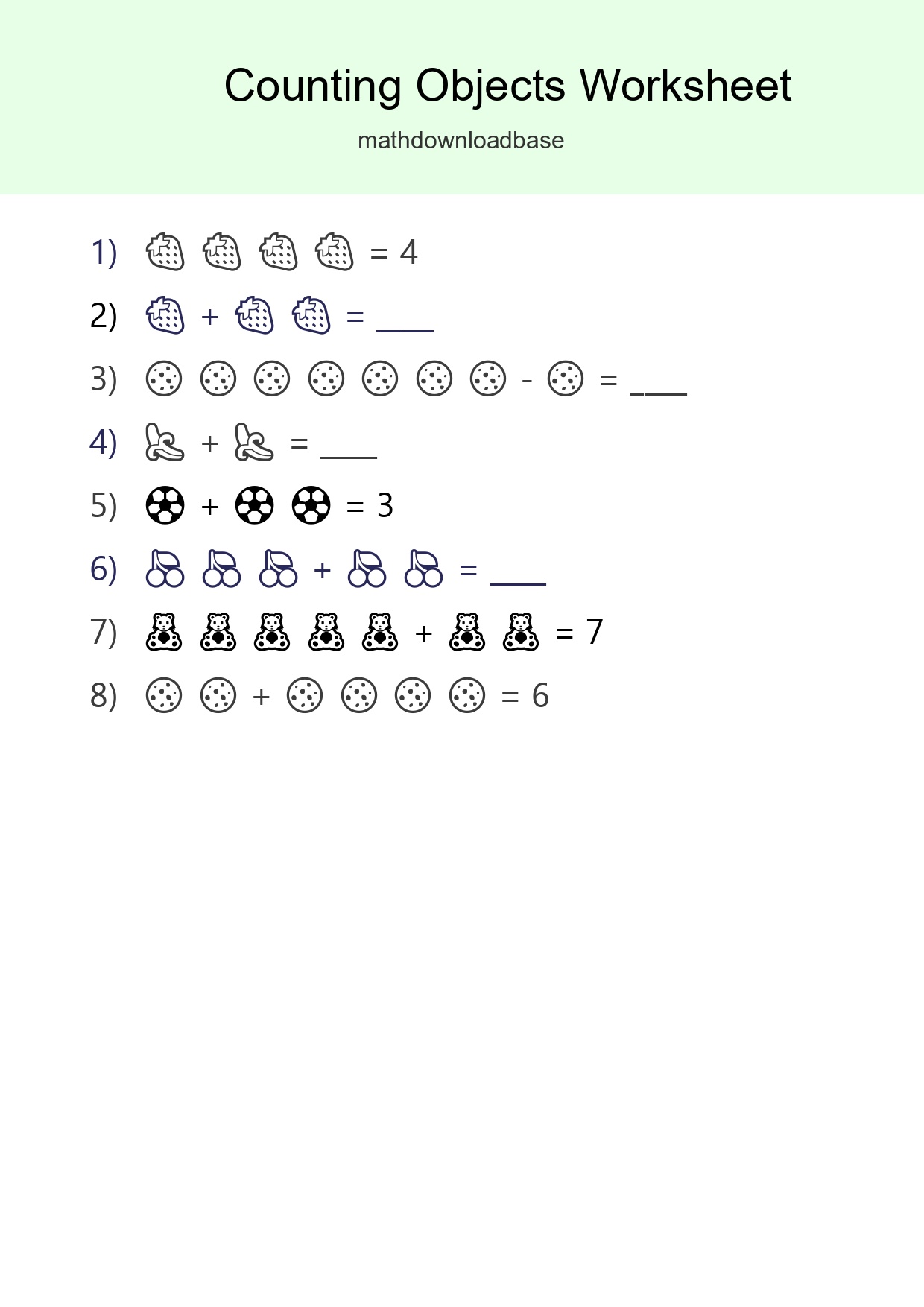 Free Counting Objects Worksheet For Kindergarten - Part 135