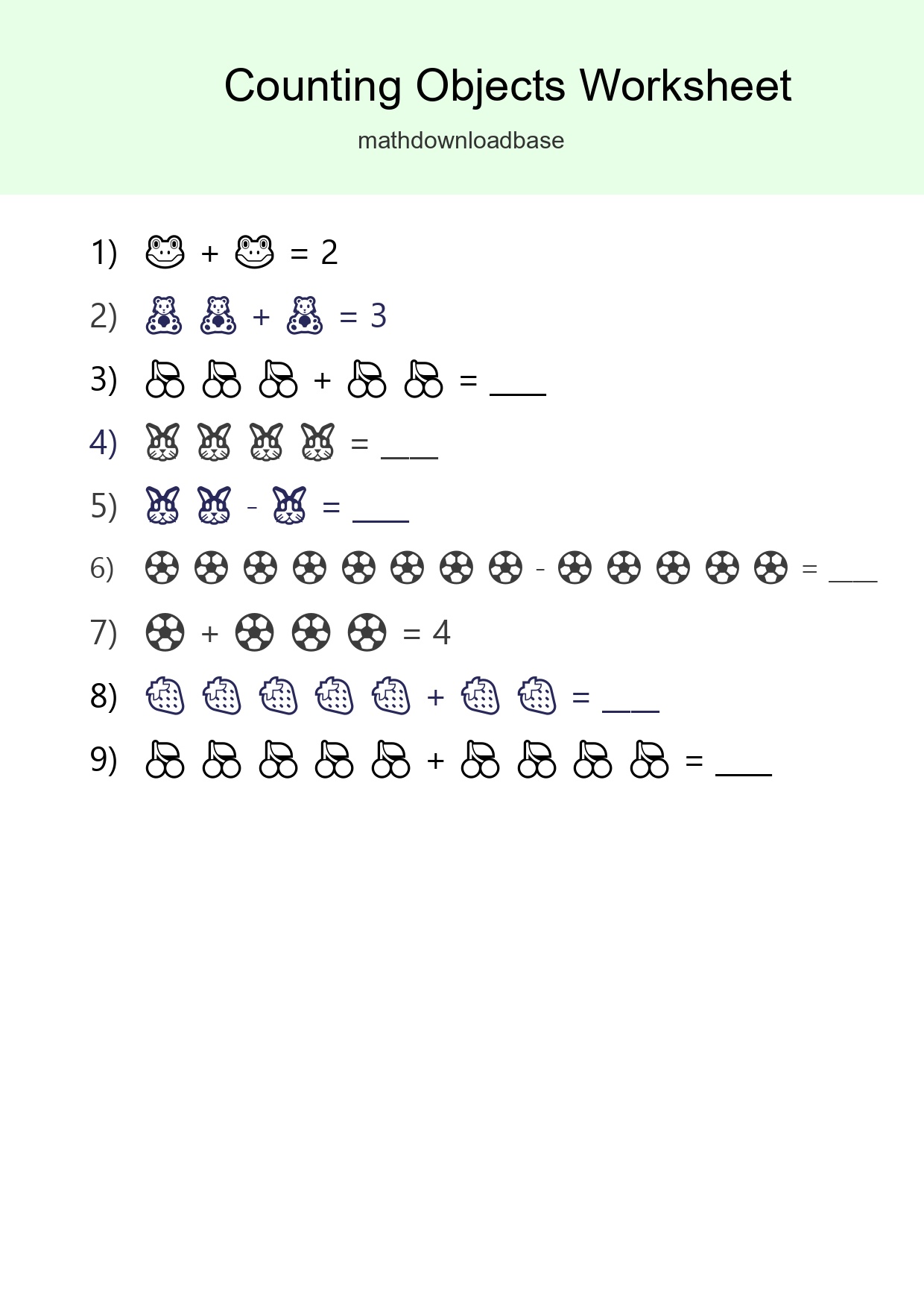 Free Counting Objects Worksheet For Kindergarten - Part 245