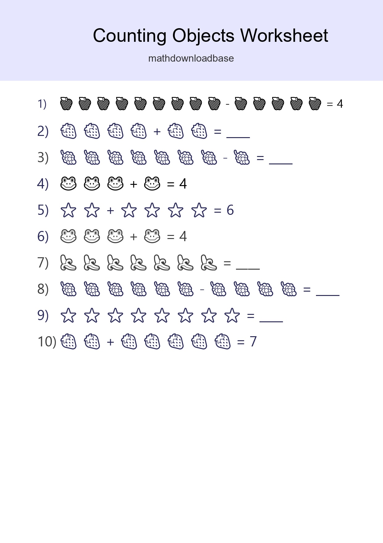 Free Counting Objects Worksheet For Kindergarten - Part 3