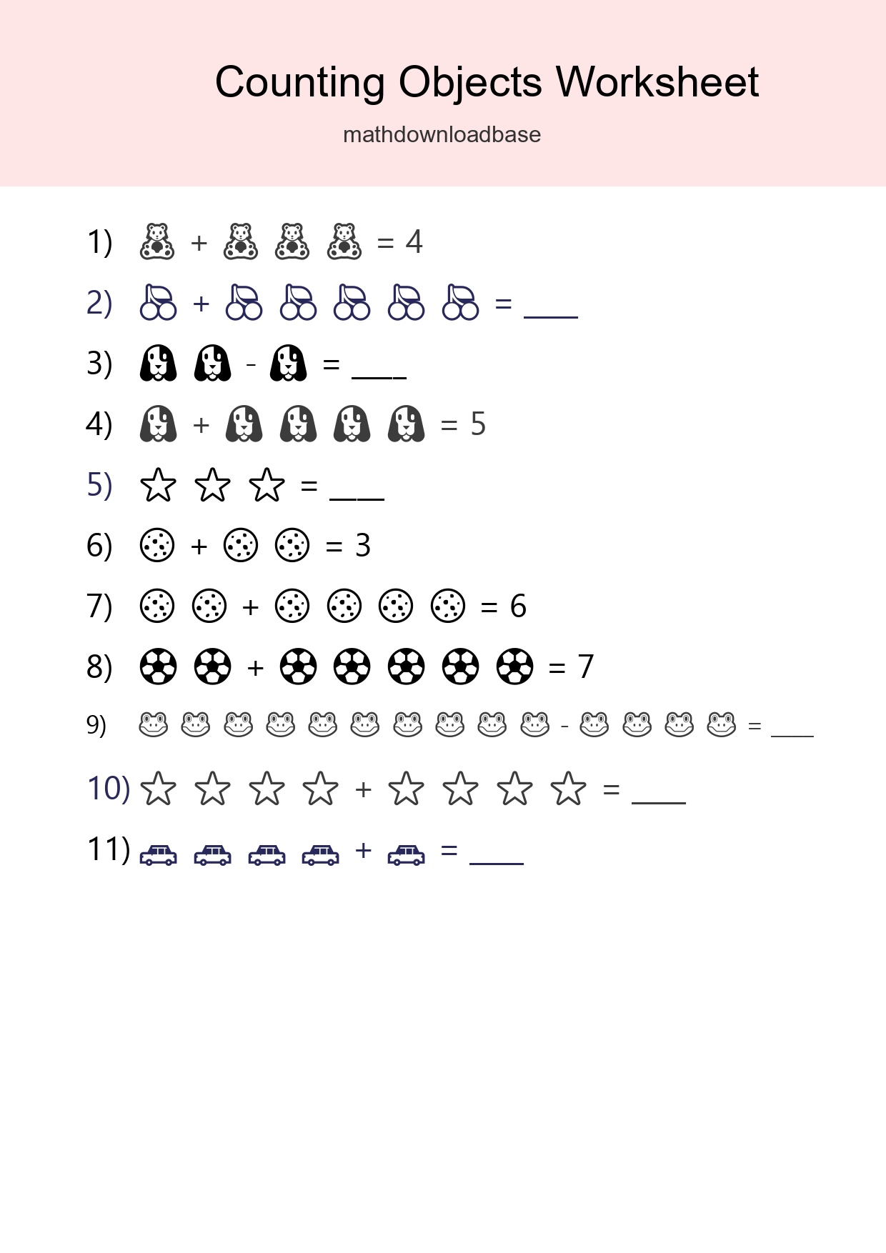 Free Counting Objects Worksheet For Kindergarten - Part 36