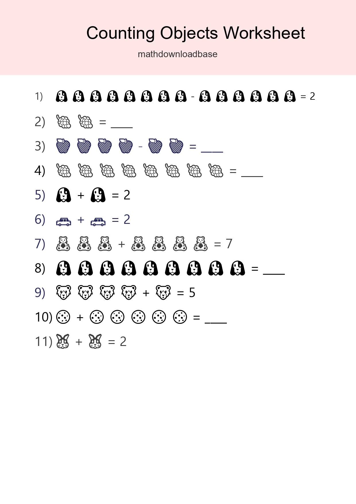 Free Counting Objects Worksheet For Kindergarten Printable - Part 289
