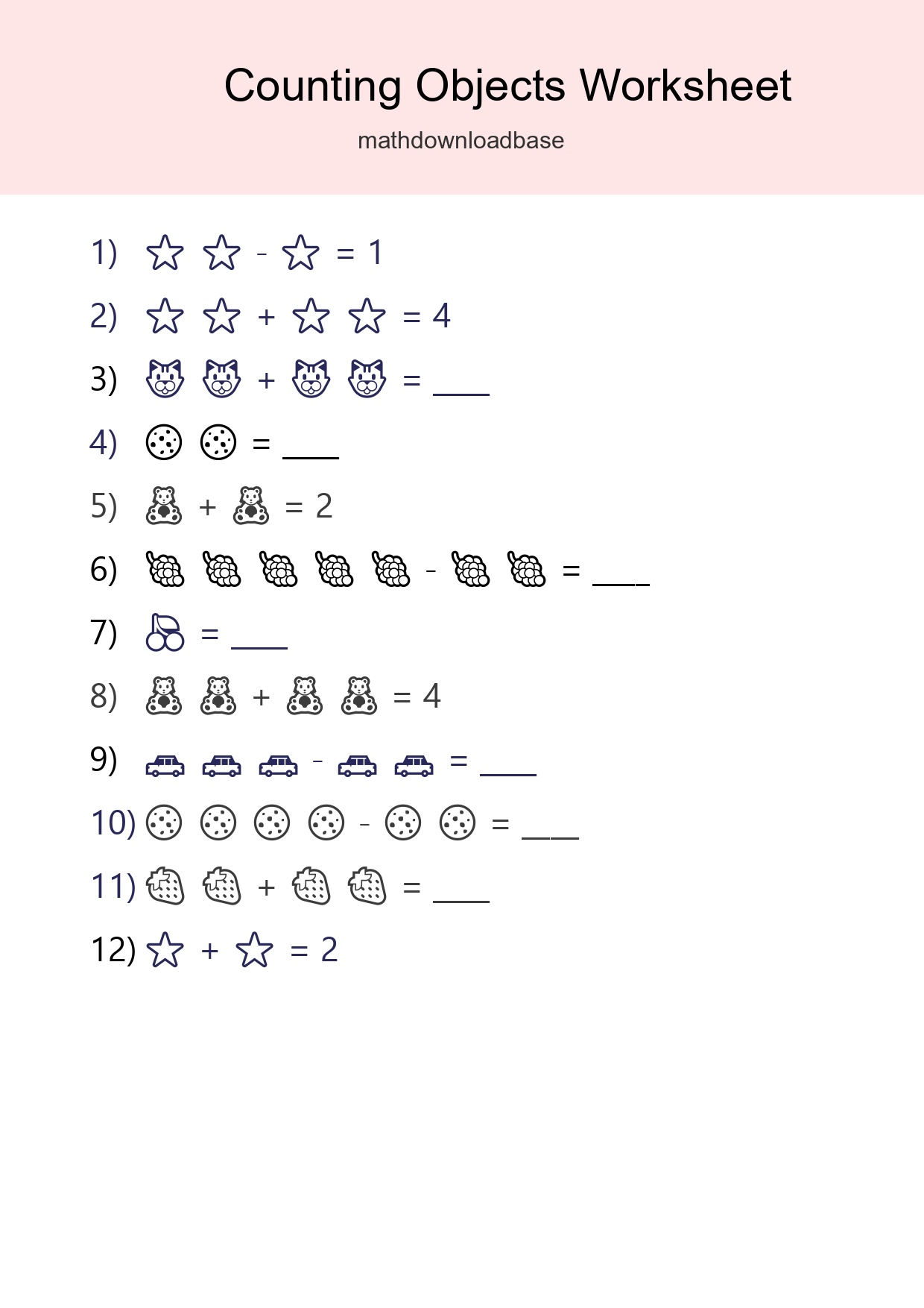 Free Counting Objects Worksheet For Pre-K - Part 69
