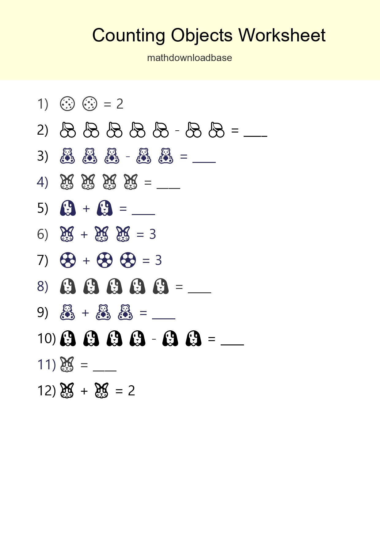 Free Counting Objects Worksheet For Pre-K Printable - Part 124