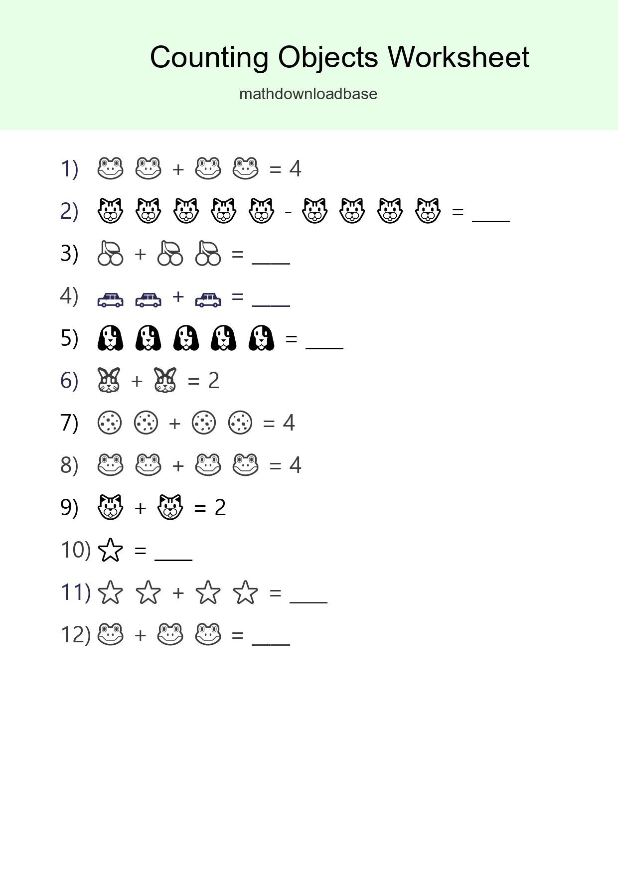 Free Counting Objects Worksheet For Pre-K Printable - Part 300