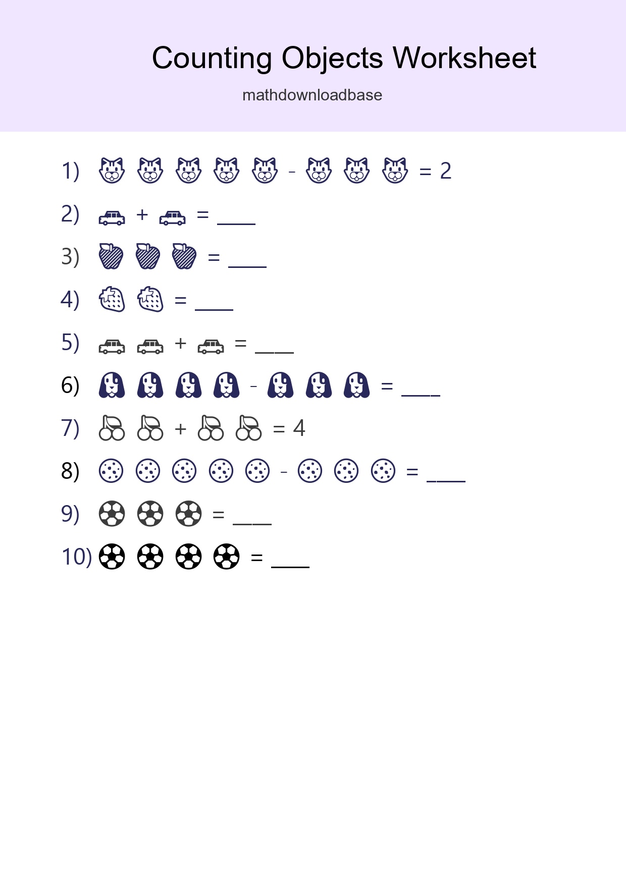 Free Counting Objects Worksheet For Pre-K Printable - Part 47