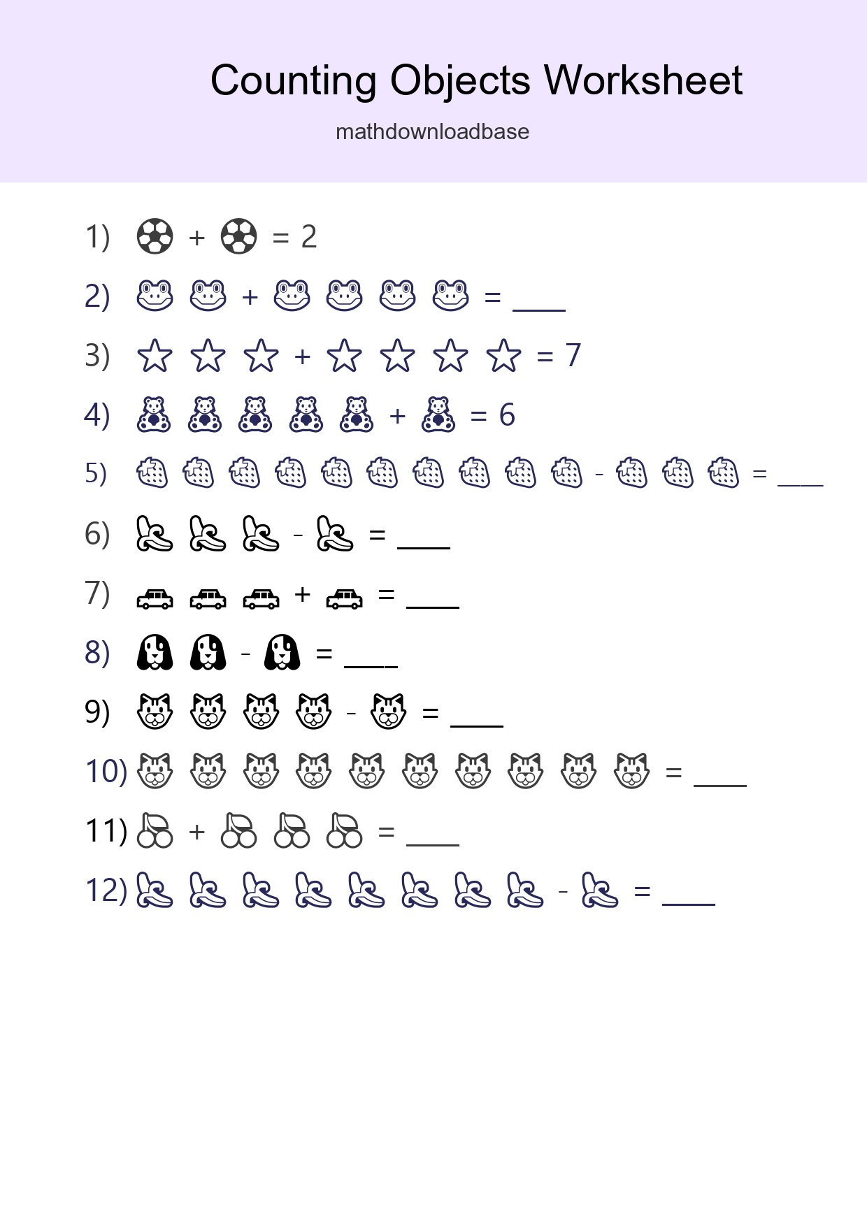 Kindergarten Count The Objects Worksheet - Part 113