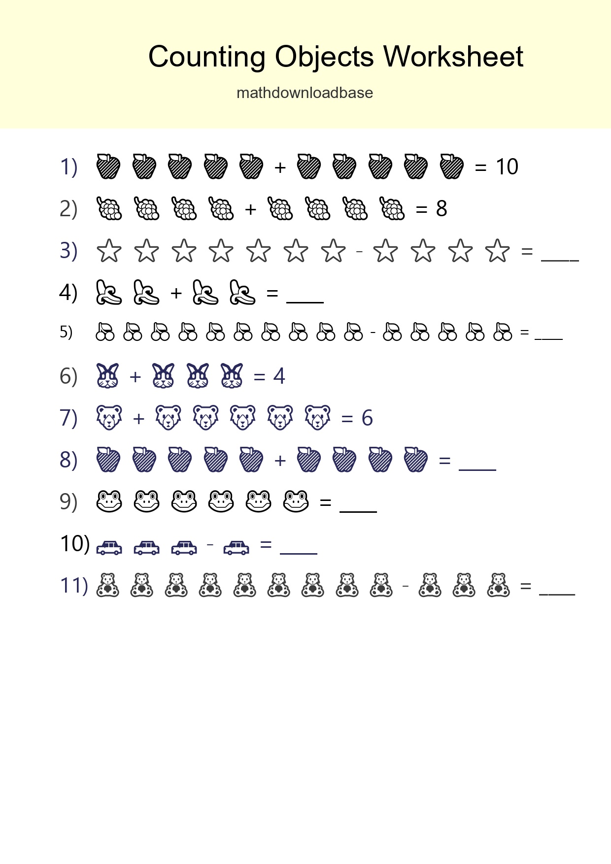 Kindergarten Count The Objects Worksheet - Part 146