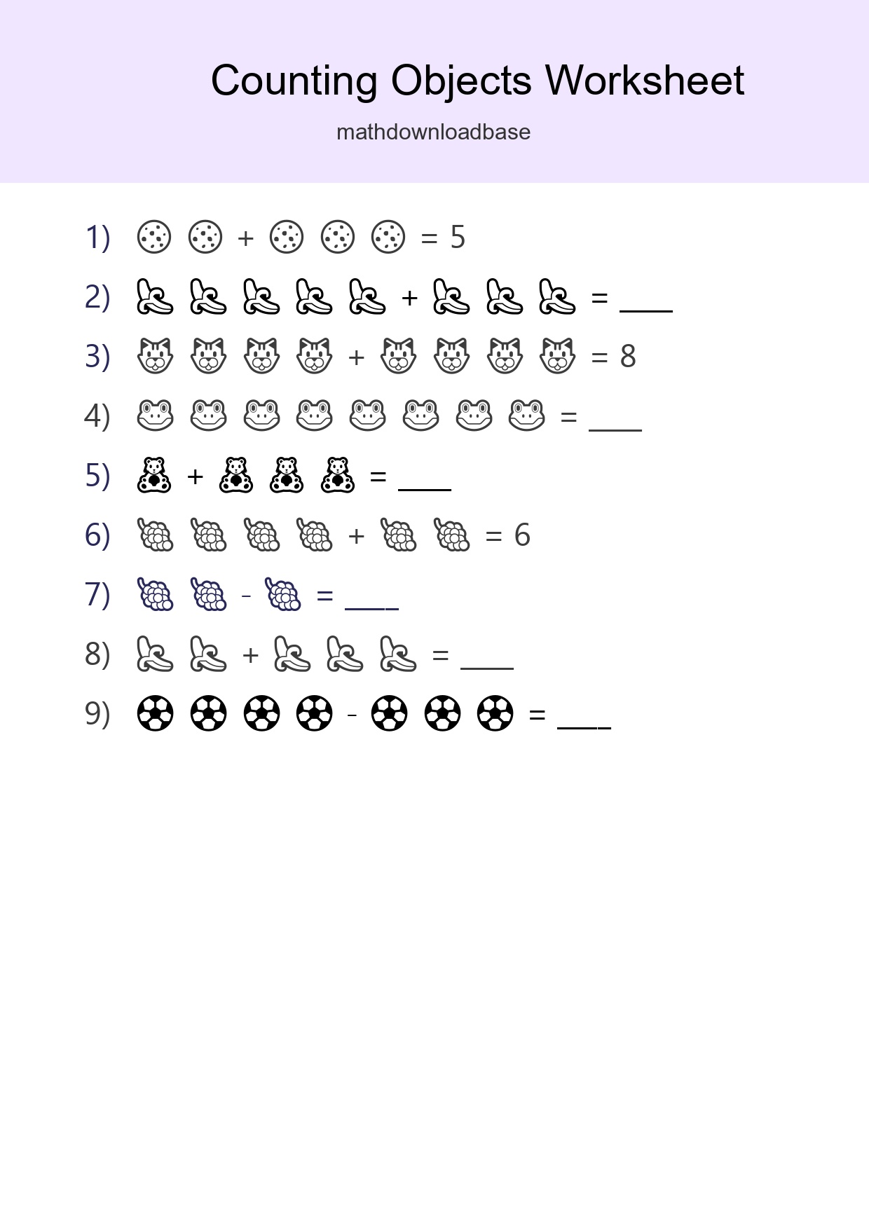 Kindergarten Count The Objects Worksheet - Part 190
