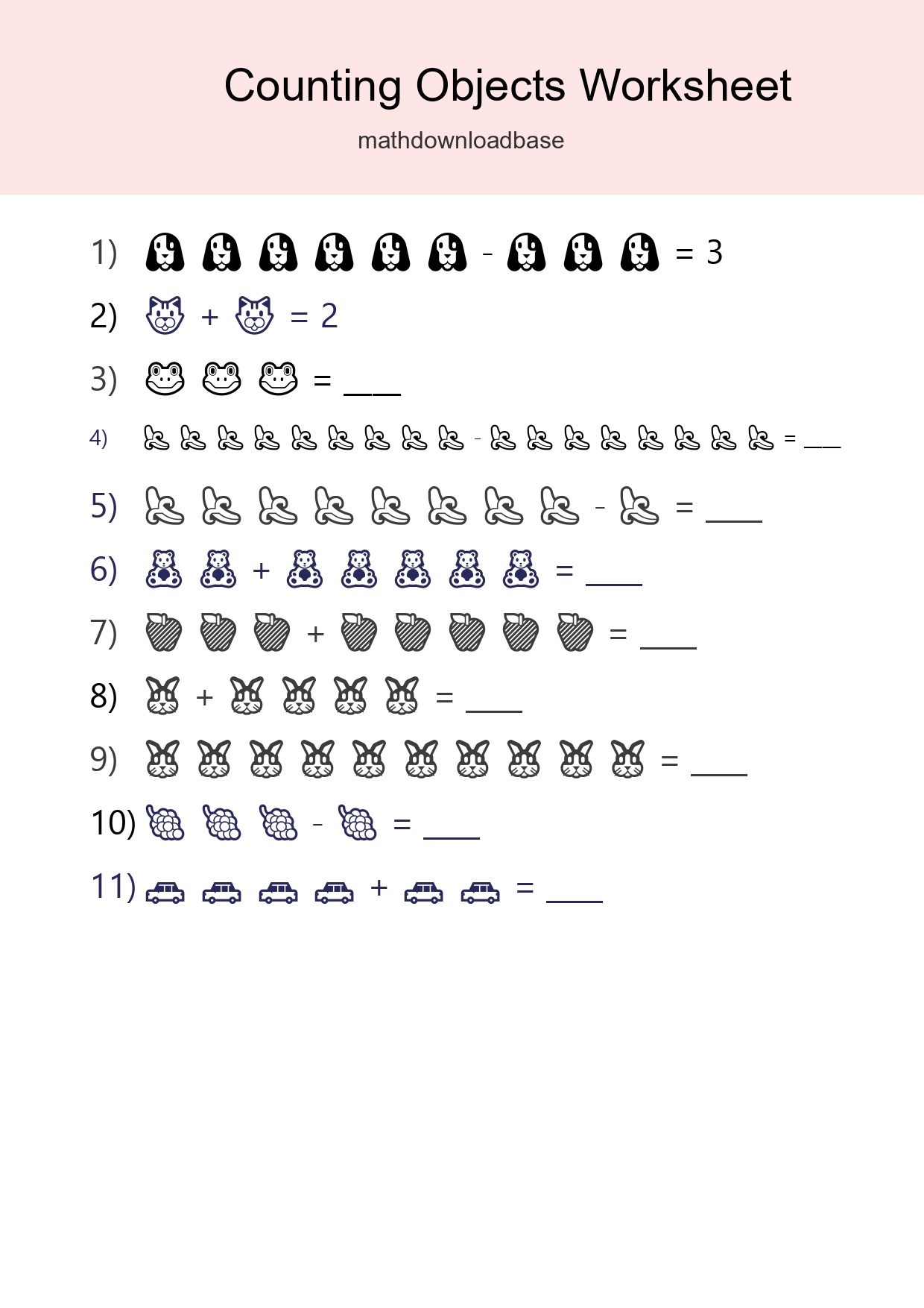 Kindergarten Count The Objects Worksheet - Part 201