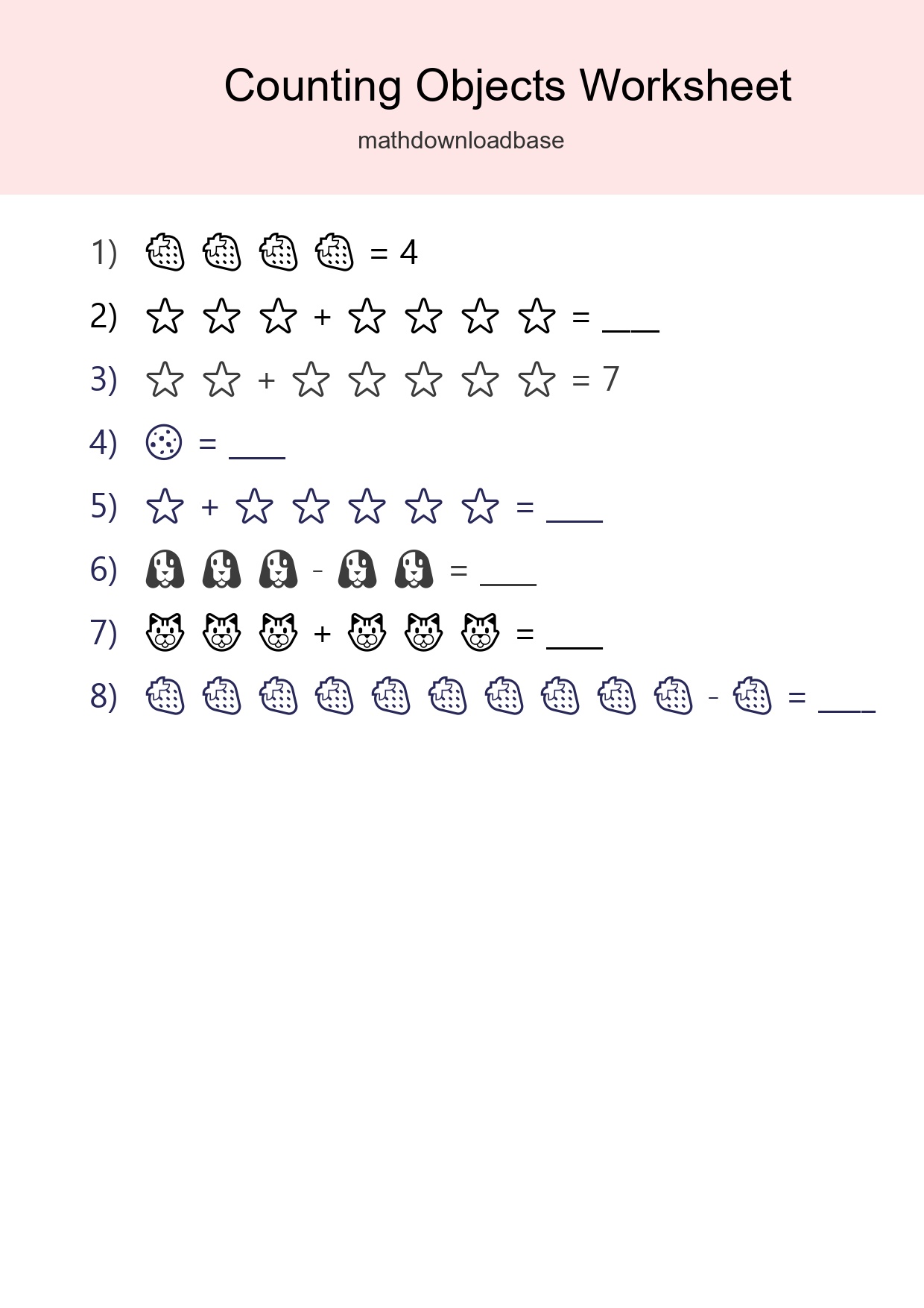 Kindergarten Count The Objects Worksheet - Part 223
