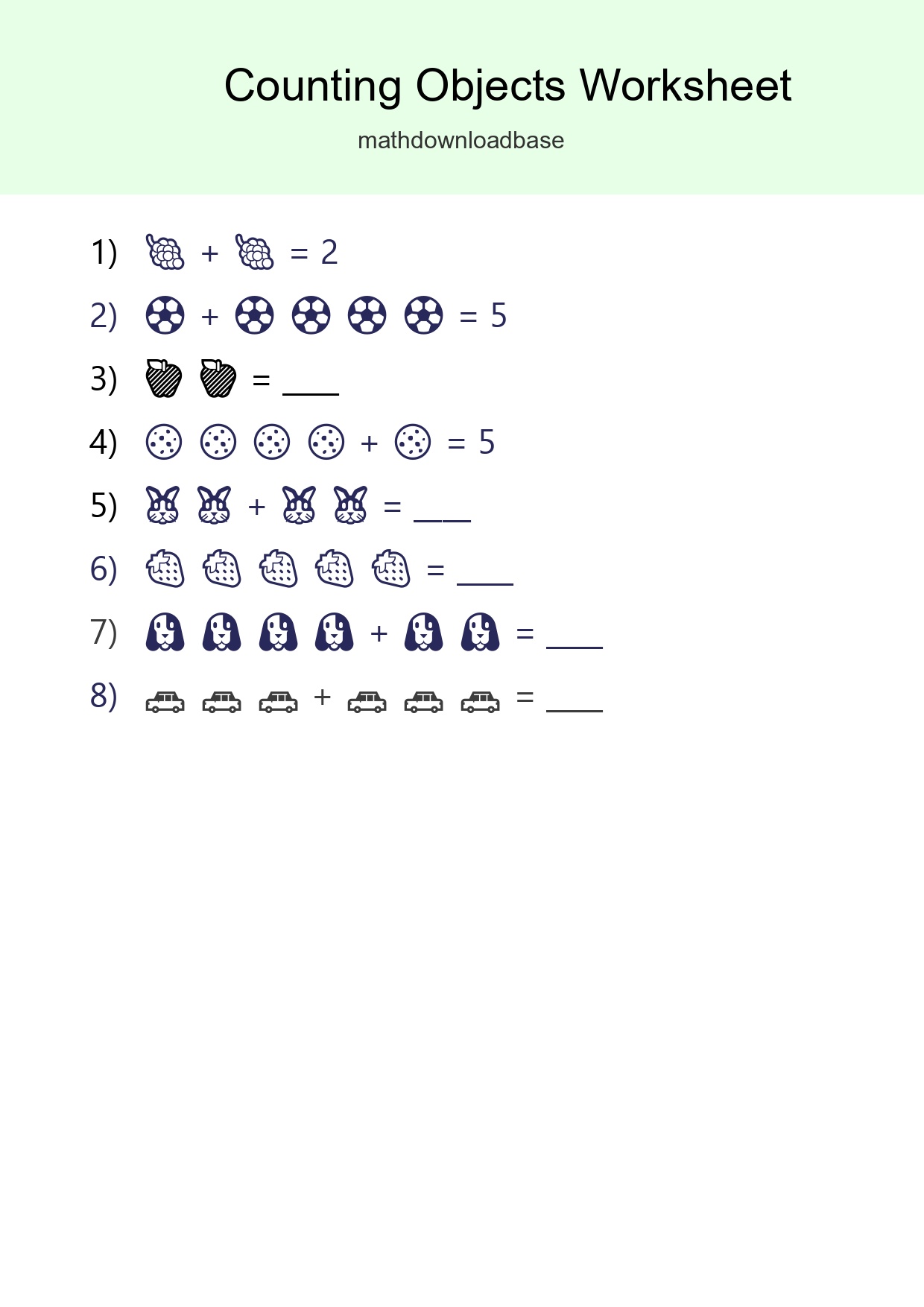 Kindergarten Count The Objects Worksheet - Part 278