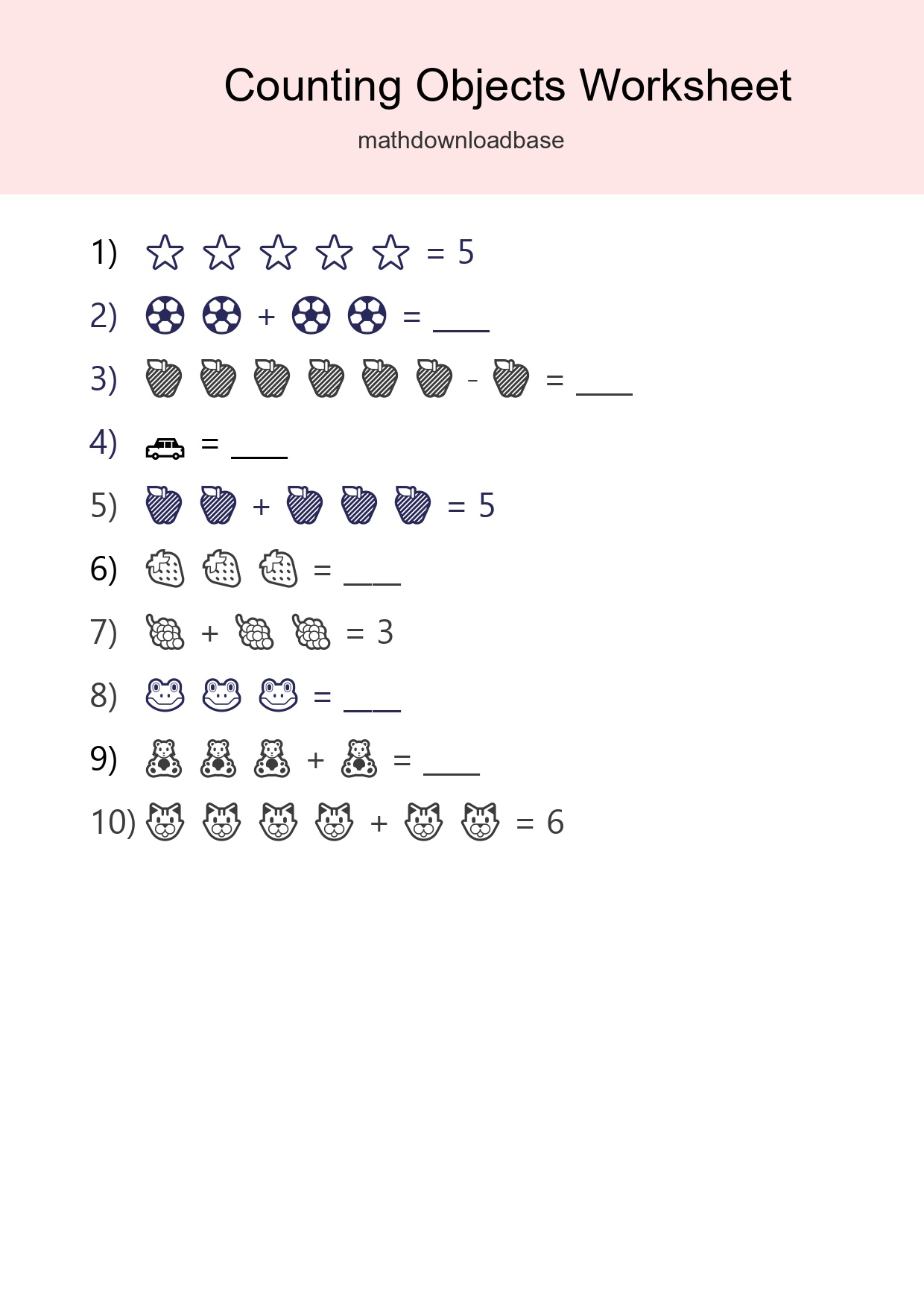 Kindergarten Count The Objects Worksheet - Part 58