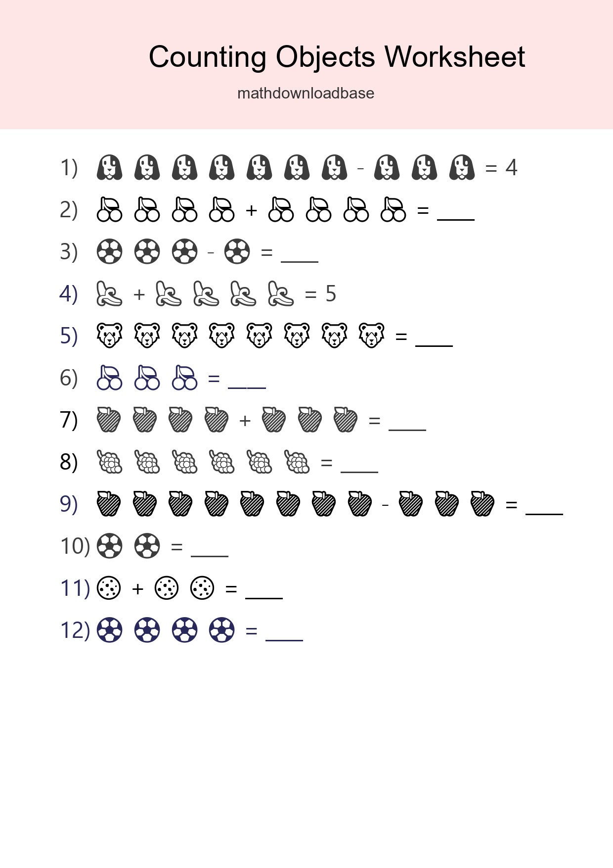 Learn Counting With Pictures Worksheet (Kindergarten) - Part 234